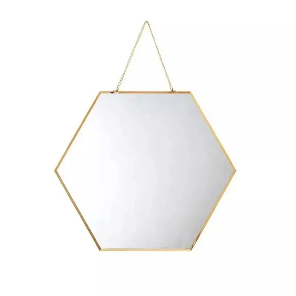 brand new Set of 3 Wild Sage Hexagon Goldtone Wall Mirrors with Chains
